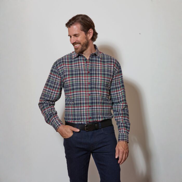 Chemise en flanelle double face grattée