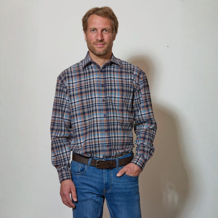 Chemise en flanelle double face grattée