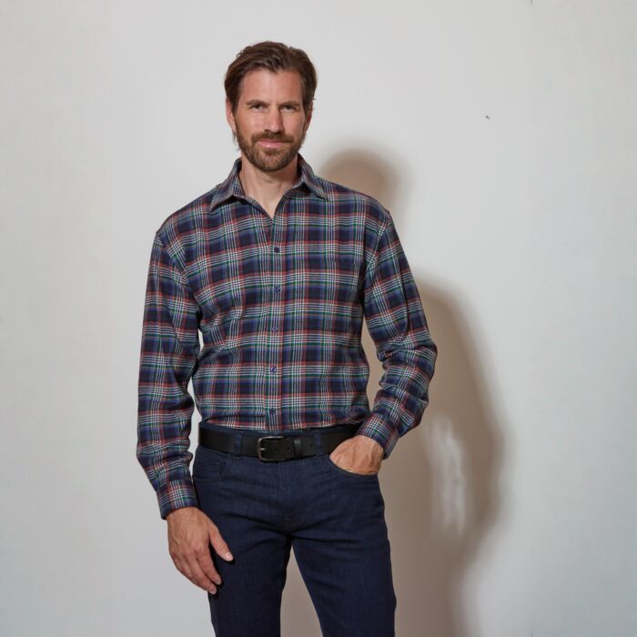 Chemise en flanelle double face grattée