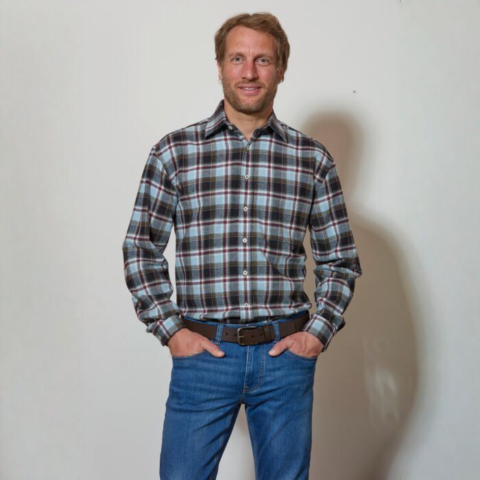 Chemise en flanelle double face grattée