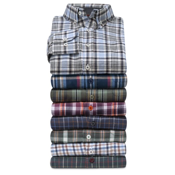 Chemise en flanelle à carreaux, double face grattée
