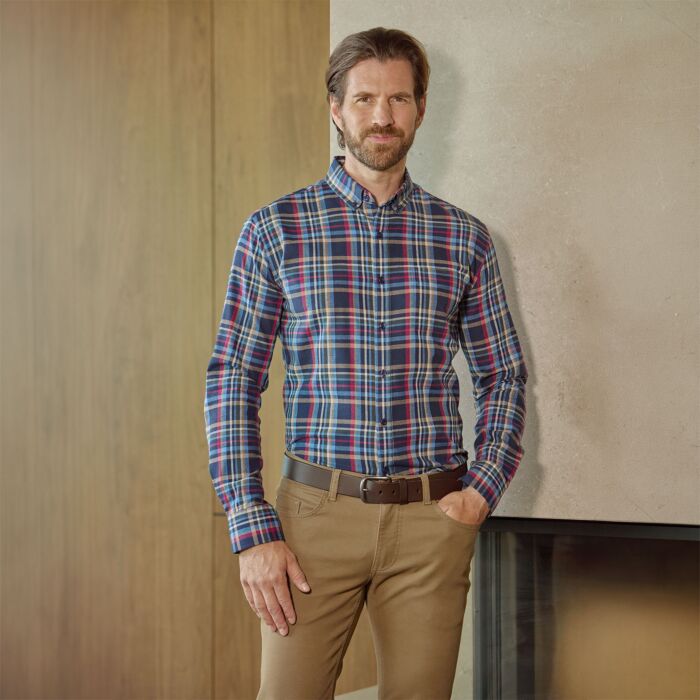 Chemise en flanelle à carreaux, double face grattée