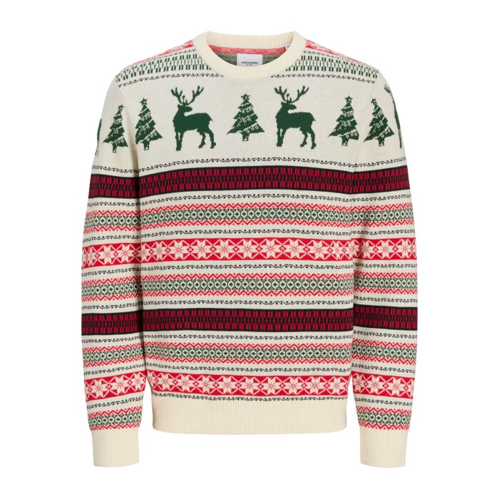 JACK&JONES XMAS Noel Knit Crew Neck beige-grün
