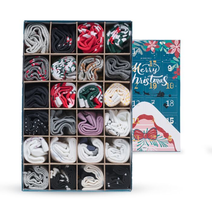 Only Calendrier de l'Avent Chaussettes X-mas, box de 24 paires