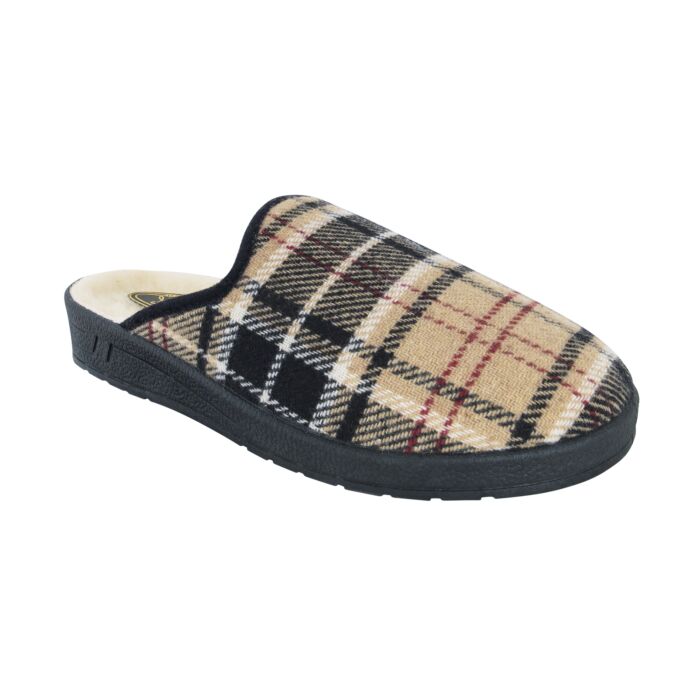 Herren Pantoffeln, Karo-Design, warme Schurwolle