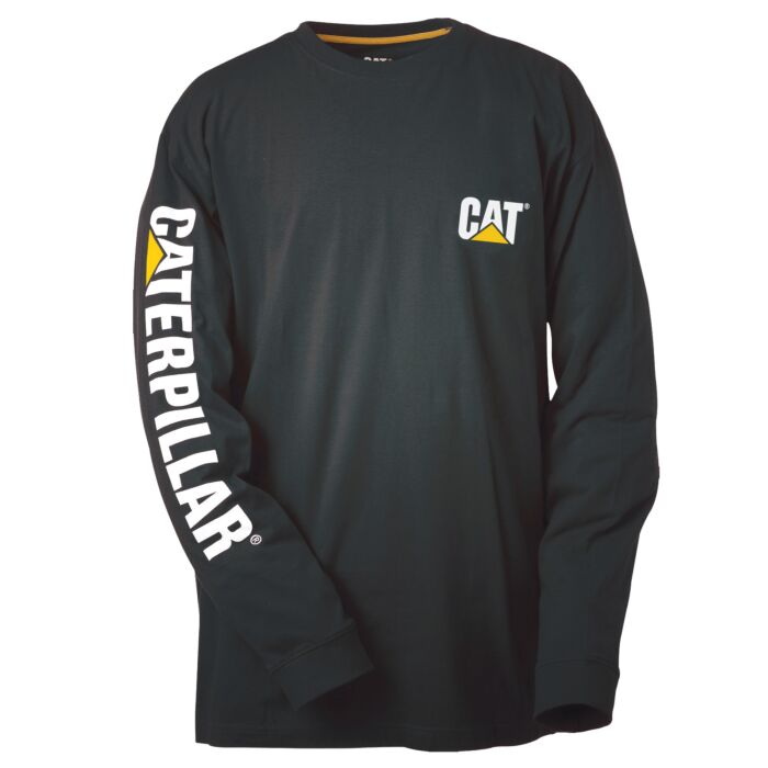 CAT Langarmshirt, Schriftzug, mit Kabelleitsystem