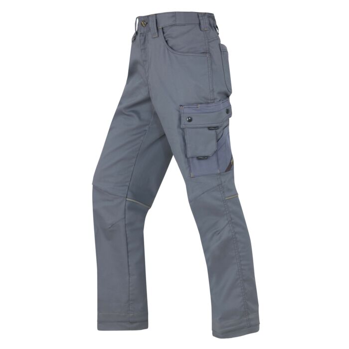 Wikland Damen-Arbeitshose mit Reflex-Piping, Komfortbund und Stretch-Twill grau