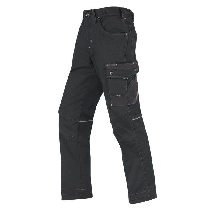 Wikland Damen-Arbeitshose mit Reflex-Piping, Komfortbund und Stretch-Twill schwarz