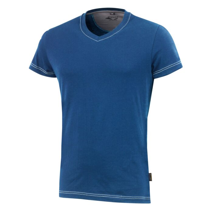 Wikland Damen-T-Shirt mit V-Ausschnitt, tailliert blau