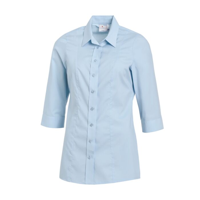 Bluse Material-Mix chlorecht 3/4 Arm hellblau