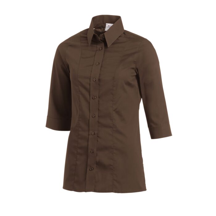 Bluse Material-Mix chlorecht 3/4 Arm braun