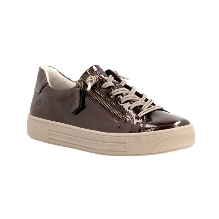 REMONTE Sneaker Damen, Lackmaterial mit Aussenreissverschluss