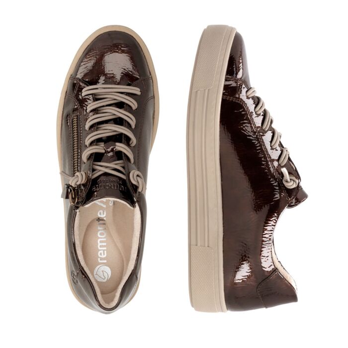 REMONTE Sneaker Damen, Lackmaterial mit Aussenreissverschluss