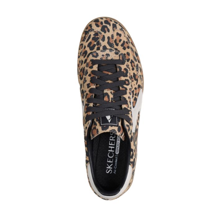 SKECHERS Sneaker femme, cuir avec imprimé léopard et Air-Cooled Memory Foam