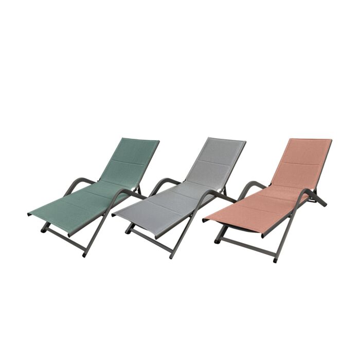 Chaise longue «River», structure en aluminium, dossier réglable