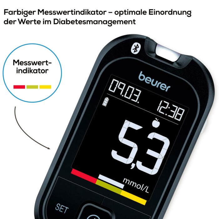 Lecteur de glycémie Beurer «GL 49», Bluetooth, kit de démarrage complet
