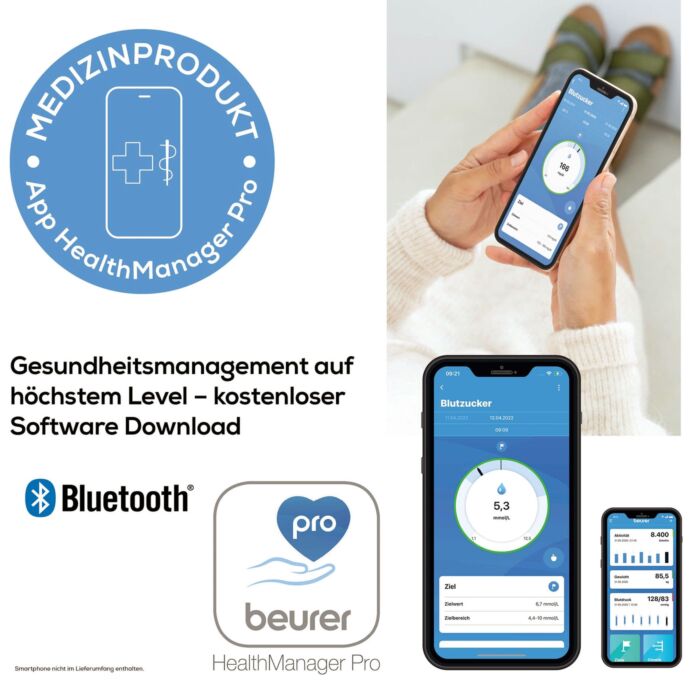 Lecteur de glycémie Beurer «GL 49», Bluetooth, kit de démarrage complet