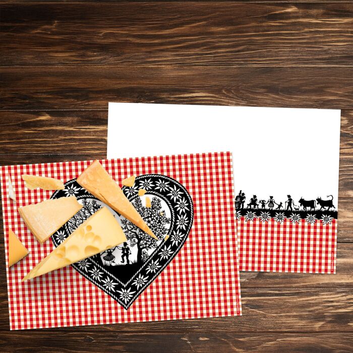 Set de table en papier «Swiss Tradition», 48 feuilles, motif découpé