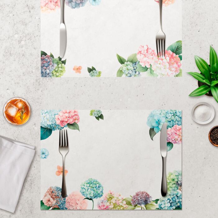 Papiertischset «Hortensia», 48 Blatt, florale Motive