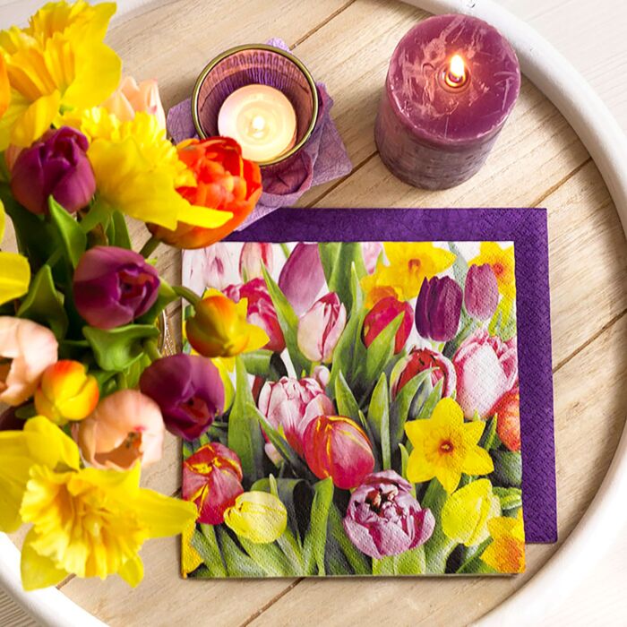 Serviettes «Bouquet of Tulips», 20 pièces, 33 x 33 cm