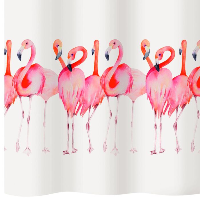 Rideau de douche textile diaqua «Flamingo», hydrofuge, motif flamant rose, 180x180/200 cm