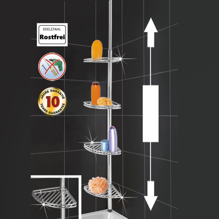 Etagère de douche télescopique, acier inox