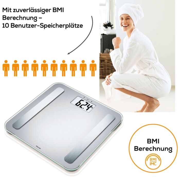 Beurer Pèse-personne de diagnostic « BF 183 », fonction IMC, jusqu'à 180 kg