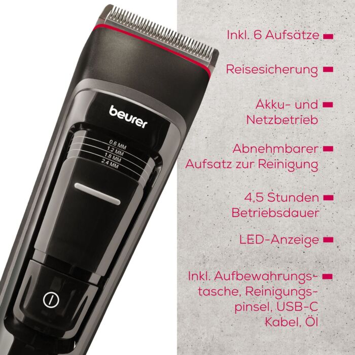 Tondeuse à cheveux Beurer «MN5X», 6 accessoires, écran LED