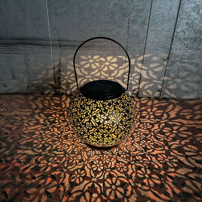 LED-Solar-Laterne mit Ornament, Ø 18 cm