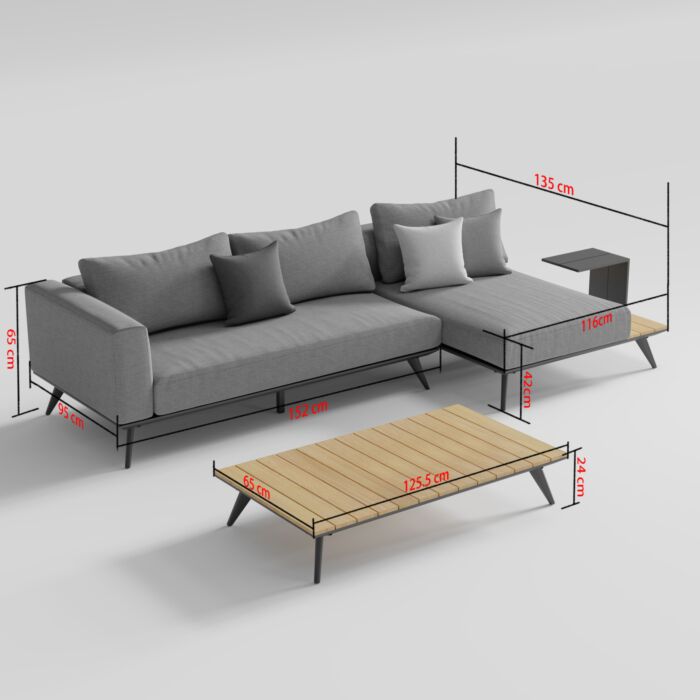 Gartenlounge «Jason», Teakholz, Armteil rechts
