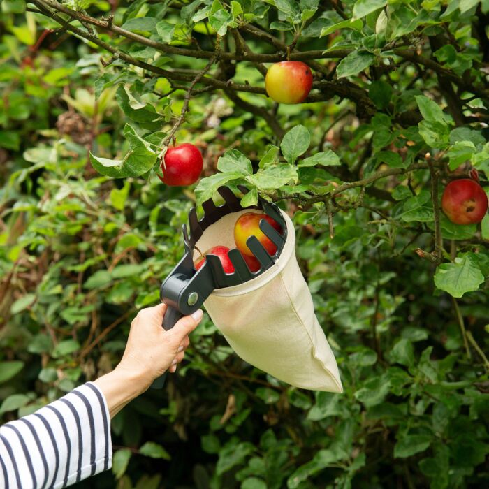 Obstsammler mit 270° Knickgelenk und Klinge, waschbarer Fangbeutel