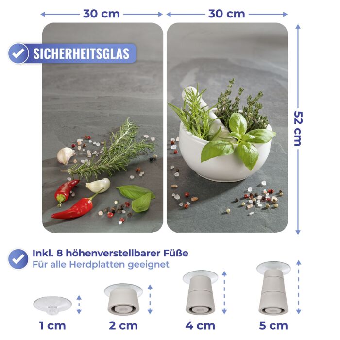 MAXIMEX Glas-Abdeckplatten «Kräuterküche», 2er-Set
