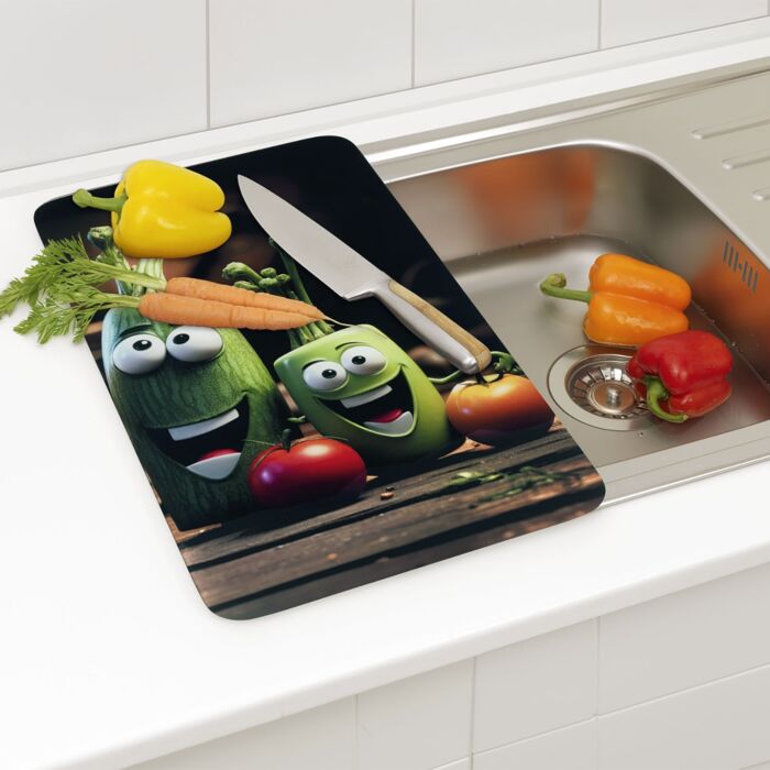 MAXIMEX Plaques de recouvrement en verre « Légumes rigolos », 30x52 cm