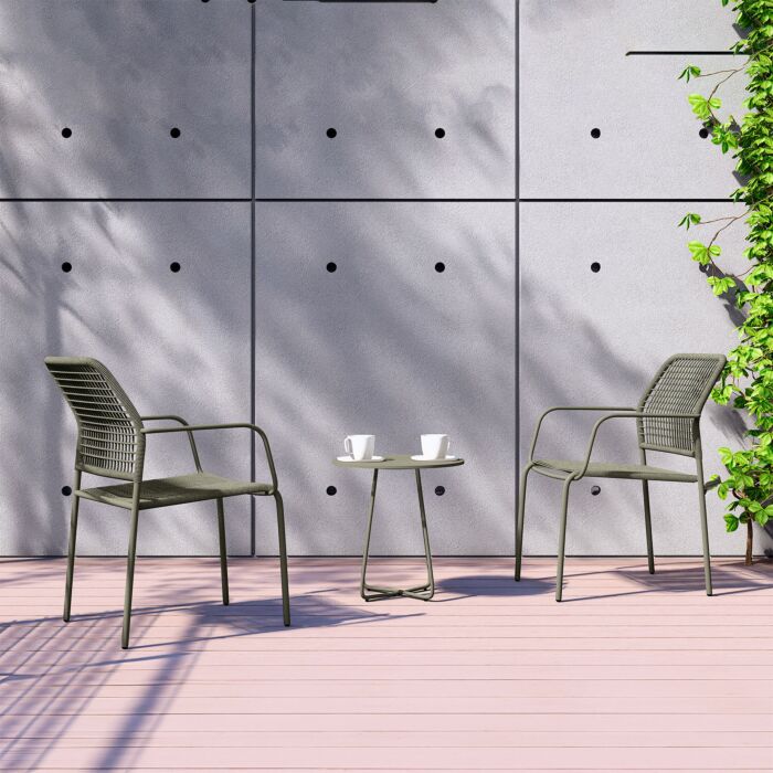 Balkonset «Jable», 3-teilig, mit stapelbaren Stühlen