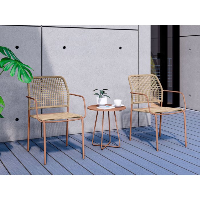 Balkonset «Jable», 3-teilig, mit stapelbaren Stühlen