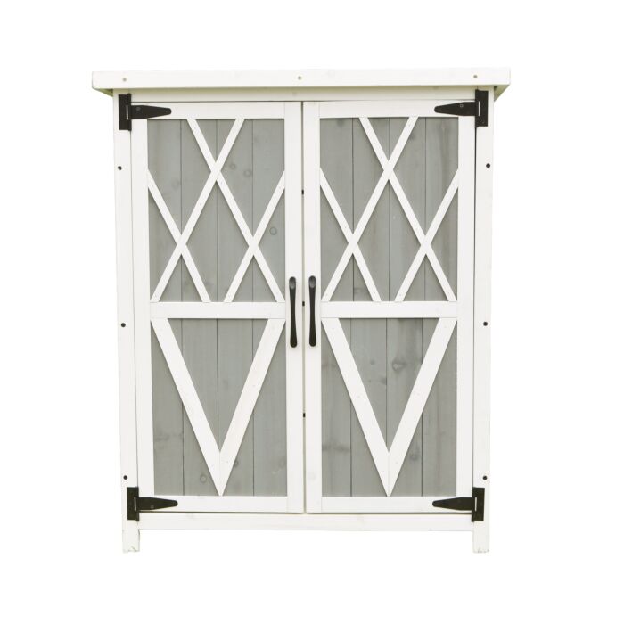 Petite armoire en bois à 2 portes, design rustique, pour l'intérieur et l'extérieur