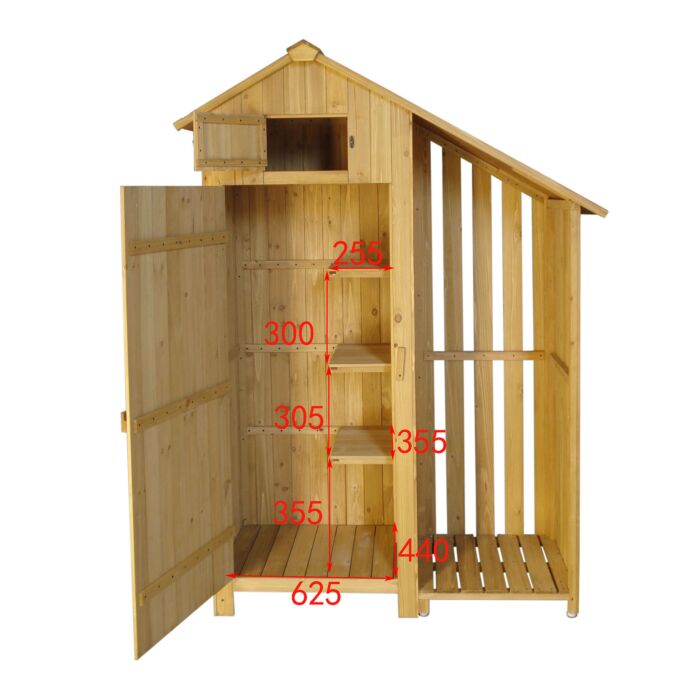 Gerätehaus aus Holz «1 Tür, 1 Seitenregal»