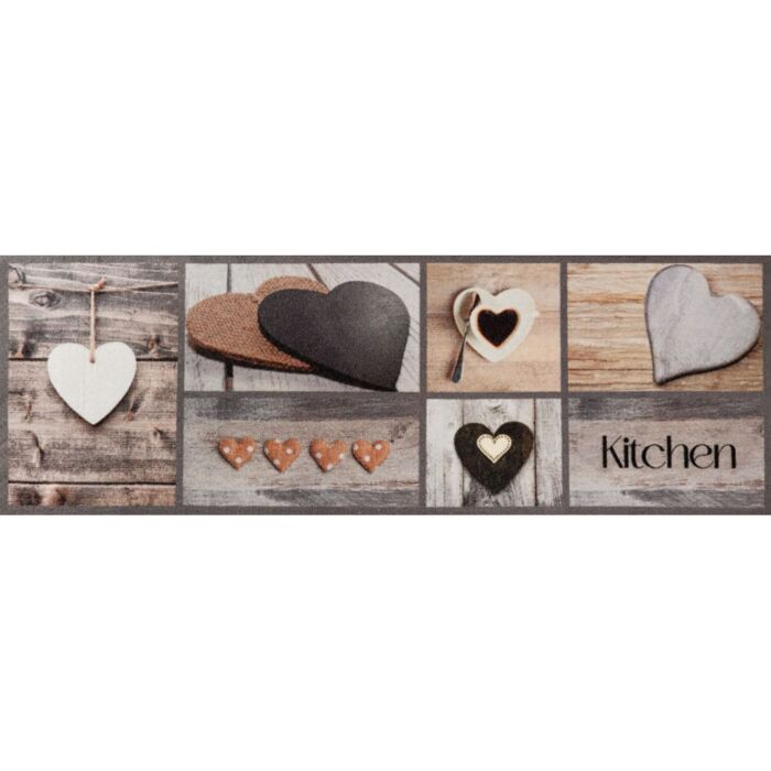 Tapis de cuisine Cook&Wash avec motif de cœurs, 50x150 cm