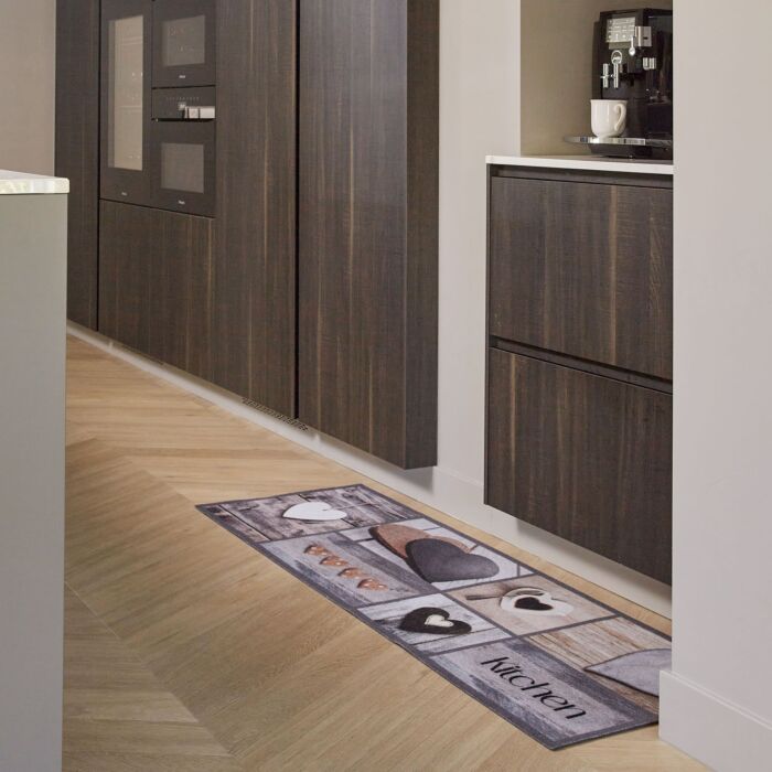 Tapis de cuisine Cook&Wash avec motif de cœurs, 50x150 cm