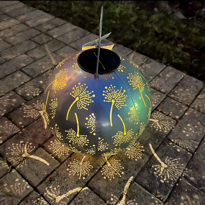 LED-Solar-Laterne «Blumenmotiv», warmweisses Licht