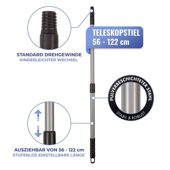 Fugenkratzer mit Teleskopstiel, 4 Zacken, verstellbar von 56-122 cm
