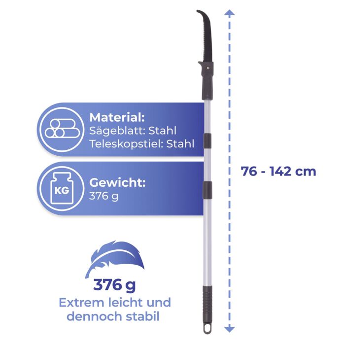 Scie à élaguer à manche télescopique, hauteur de travail jusqu'à 342 cm