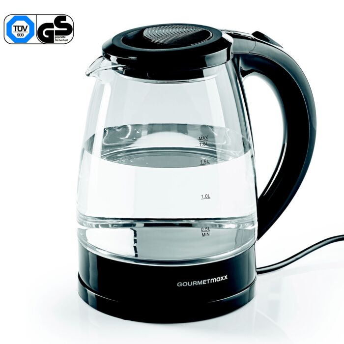 Gourmetmaxx Glas–Wasserkocher, 1,8 Liter, LED–Beleuchtung