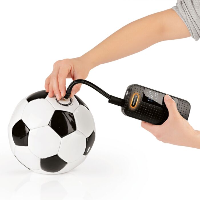 Easymaxx Akku–Handpumpe, 4 Adapter, bis zu 10,3 bar