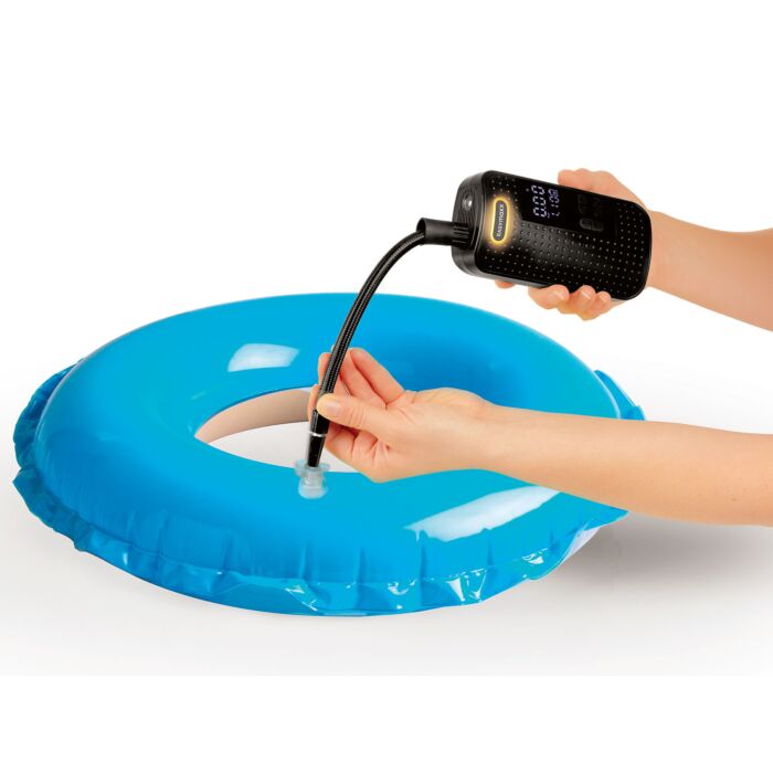 Easymaxx Akku–Handpumpe, 4 Adapter, bis zu 10,3 bar