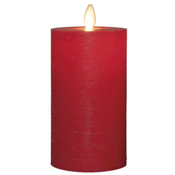 Bougie ronde en cire véritable, rouge, avec flamme mobile main product photo