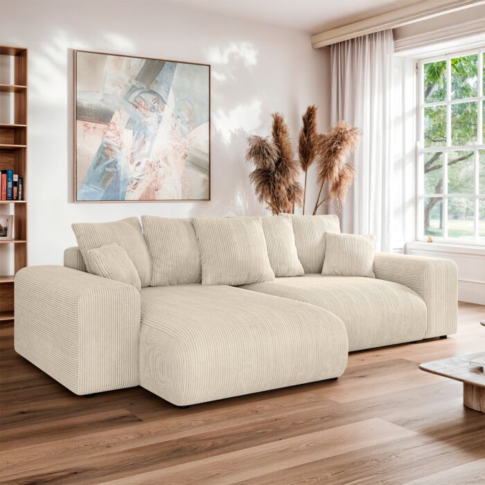 Ecksofa «Lunda» mit Bettfunktion beige