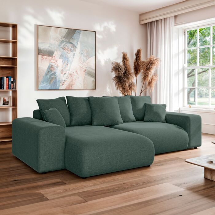 Ecksofa «Lunda» mit Bettfunktion grün