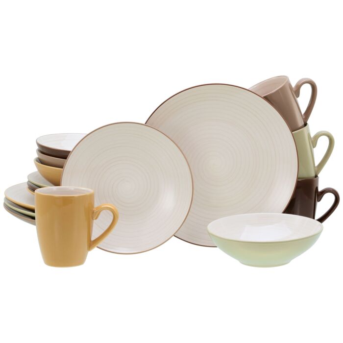 Bamboo Garden Geschirr-Set «16-teilig», für 4 Personen, Steinzeug in Naturtönen main product photo
