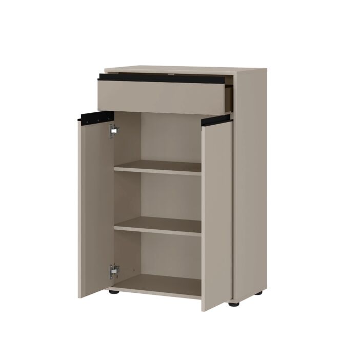 Commode de salle de bains Lemon, avec amortisseur aux portes et au tiroir, gris caillou